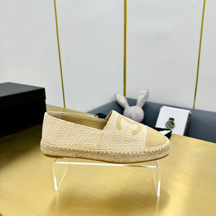 CC ESPADRILLES PLATFORM 25S IN BEIGE YELLOW TWEED MIX CALFSKIN