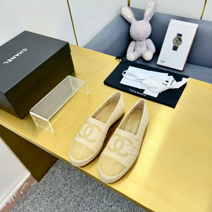 CC ESPADRILLES PLATFORM 25S IN BEIGE YELLOW TWEED MIX CALFSKIN