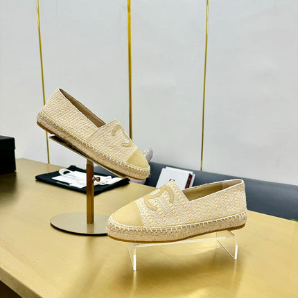 CC ESPADRILLES PLATFORM 25S IN BEIGE YELLOW TWEED MIX CALFSKIN