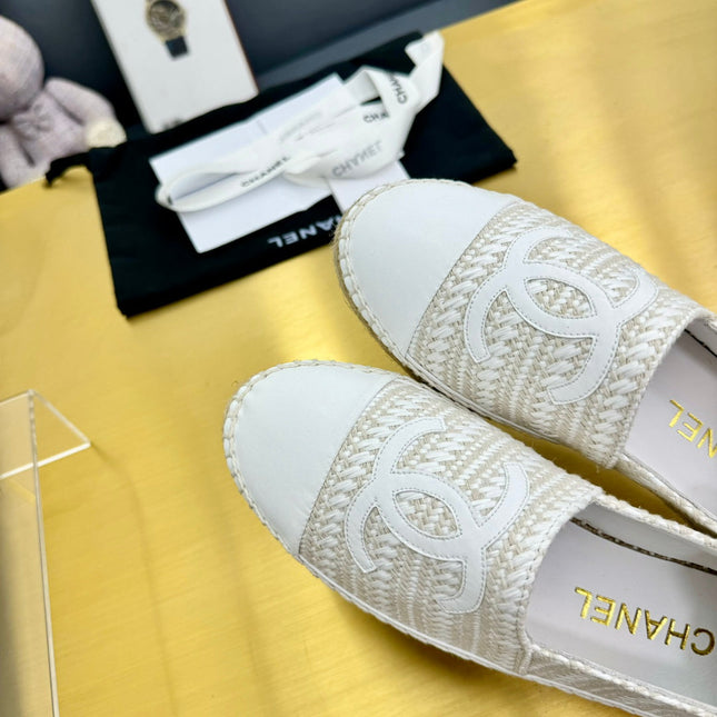 CC ESPADRILLES PLATFORM 25S IN WHITE TWEED MIX CALFSKIN