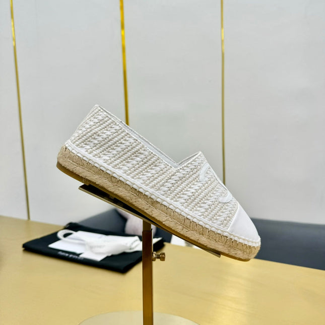 CC ESPADRILLES PLATFORM 25S IN WHITE TWEED MIX CALFSKIN