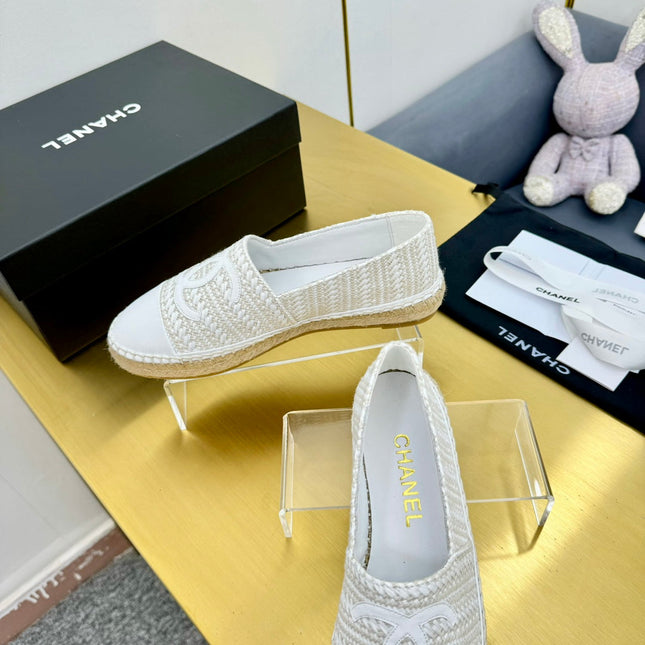 CC ESPADRILLES PLATFORM 25S IN WHITE TWEED MIX CALFSKIN