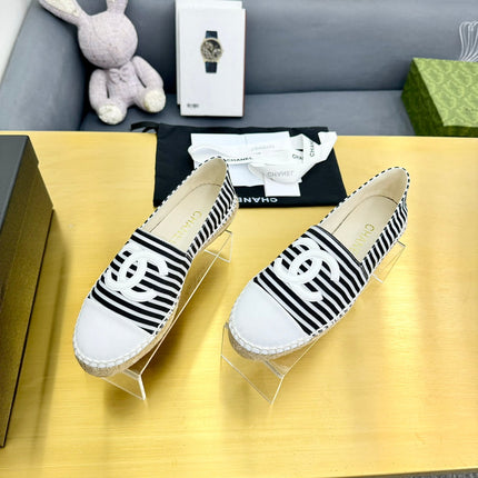 CC SLIP-ON 25S IN BLACK AND WHITE FABRIC WITH STRIPED PATTERN