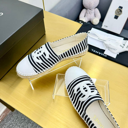 CC SLIP-ON 25S IN BLACK AND WHITE FABRIC WITH STRIPED PATTERN