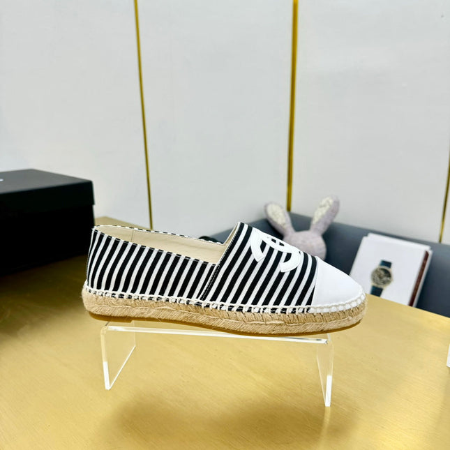 CC SLIP-ON 25S IN BLACK AND WHITE FABRIC WITH STRIPED PATTERN