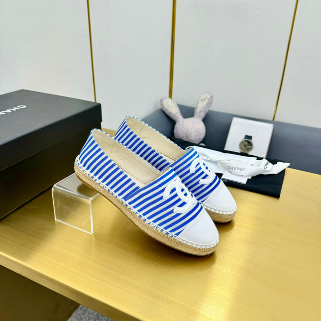 CC SLIP-ON 25S IN BLUE AND WHITE FABRIC WITH STRIPED PATTERN