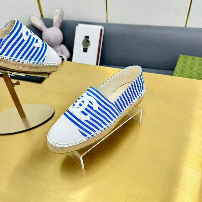 CC SLIP-ON 25S IN BLUE AND WHITE FABRIC WITH STRIPED PATTERN