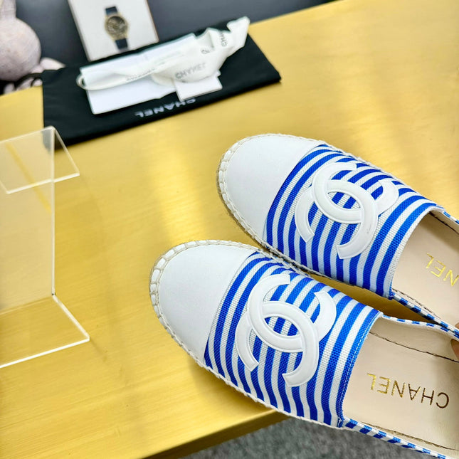 CC SLIP-ON 25S IN BLUE AND WHITE FABRIC WITH STRIPED PATTERN
