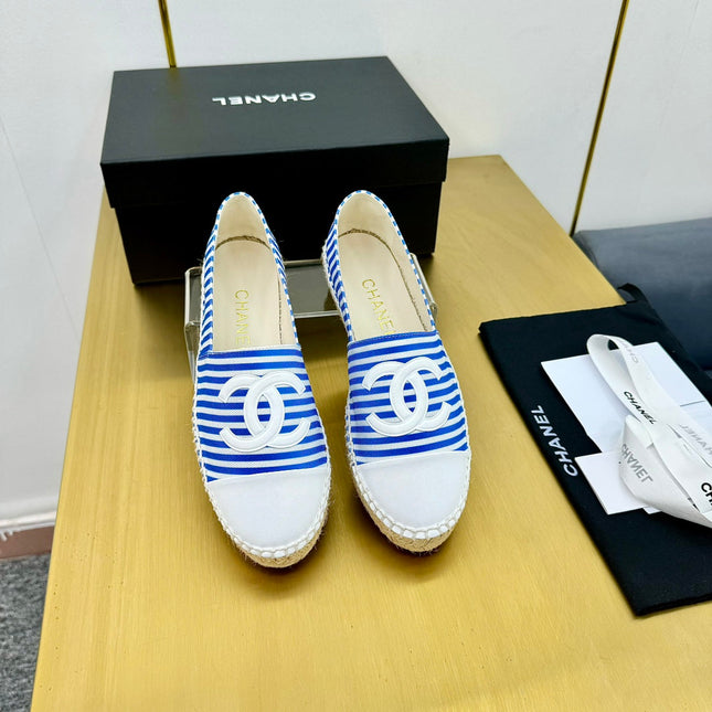 CC SLIP-ON 25S IN BLUE AND WHITE FABRIC WITH STRIPED PATTERN