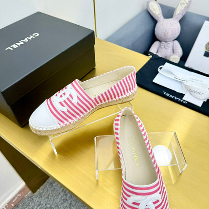 CC SLIP-ON 25S IN PINK AND WHITE FABRIC WITH STRIPED PATTERN