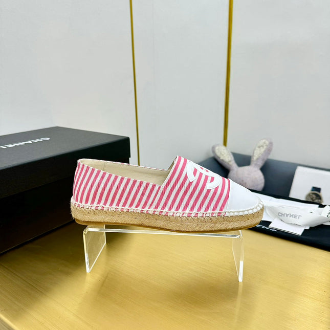 CC SLIP-ON 25S IN PINK AND WHITE FABRIC WITH STRIPED PATTERN