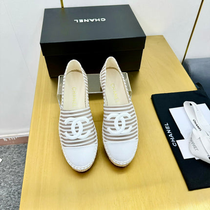 CC SLIP-ON 25S IN BEIGE AND WHITE FABRIC WITH STRIPED PATTERN