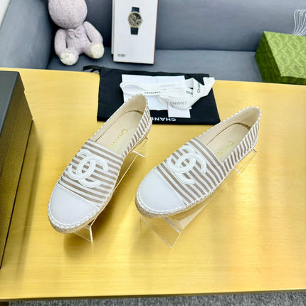 CC SLIP-ON 25S IN BEIGE AND WHITE FABRIC WITH STRIPED PATTERN