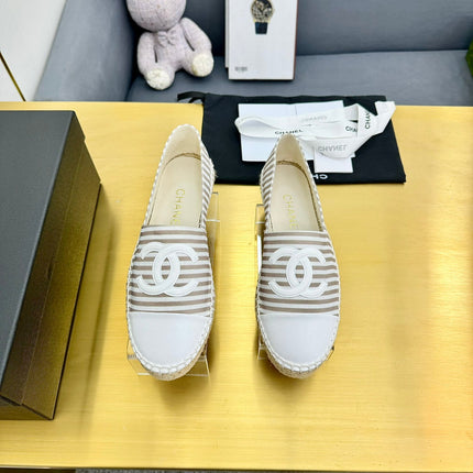 CC SLIP-ON 25S IN BEIGE AND WHITE FABRIC WITH STRIPED PATTERN