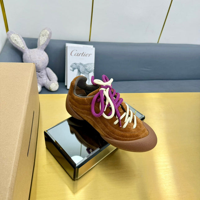 FLEXION SNEAKER IN BROWN SUEDE AND CALFSKIN TWO-TONE LACES