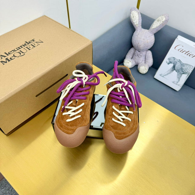 FLEXION SNEAKER IN BROWN SUEDE AND CALFSKIN TWO-TONE LACES