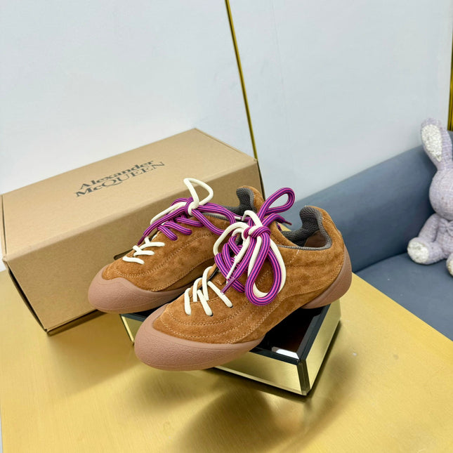 FLEXION SNEAKER IN BROWN SUEDE AND CALFSKIN TWO-TONE LACES