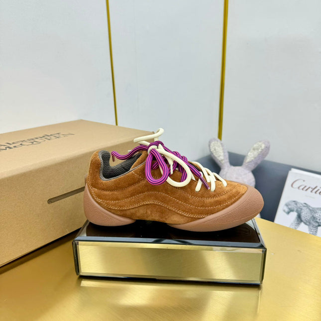 FLEXION SNEAKER IN BROWN SUEDE AND CALFSKIN TWO-TONE LACES