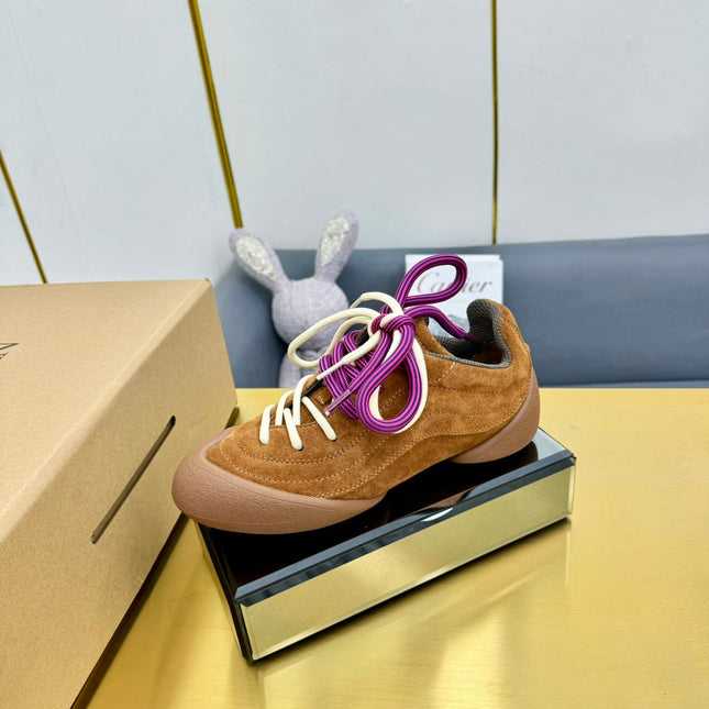 FLEXION SNEAKER IN BROWN SUEDE AND CALFSKIN TWO-TONE LACES