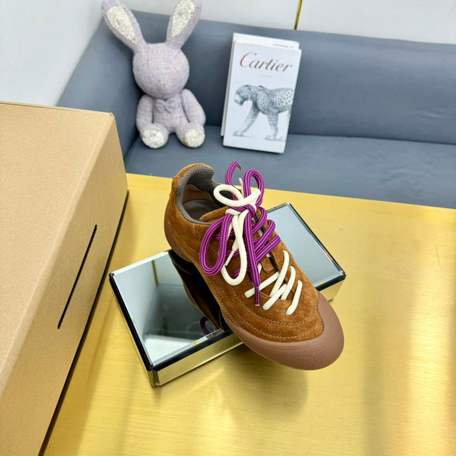 FLEXION SNEAKER IN BROWN SUEDE AND CALFSKIN TWO-TONE LACES