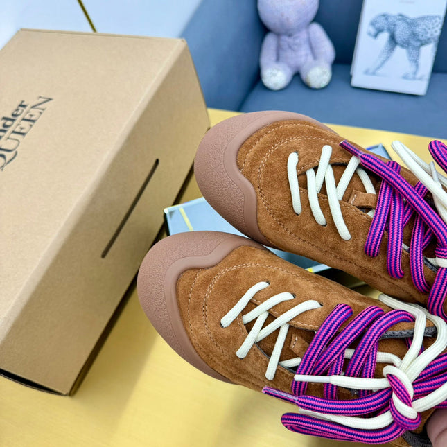 FLEXION SNEAKER IN BROWN SUEDE AND CALFSKIN TWO-TONE LACES