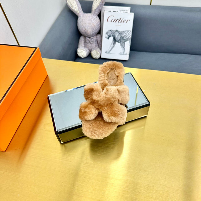 0RAN SHEARLING SANDALS PERU BROWN