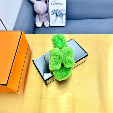 0RAN SHEARLING SANDALS CHARTREUSE GREEN