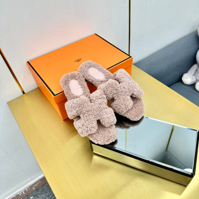 0RAN SHEARLING SANDALS DUSTY PINK