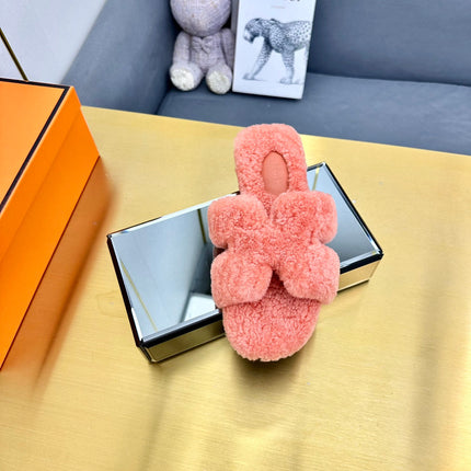 0RAN SHEARLING SANDALS SALMON PINK