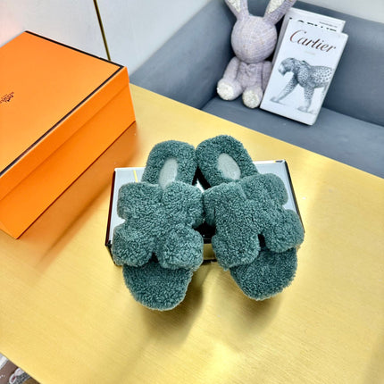 0RAN SHEARLING SANDALS FOREST GREEN