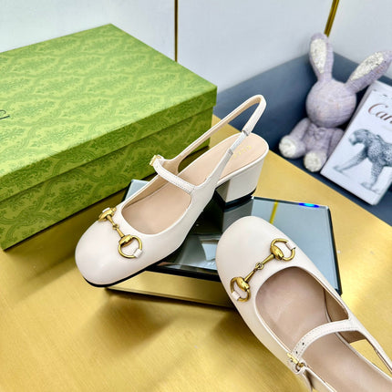 HORSEBIT PUMP IN WHITE SHEEPSKIN