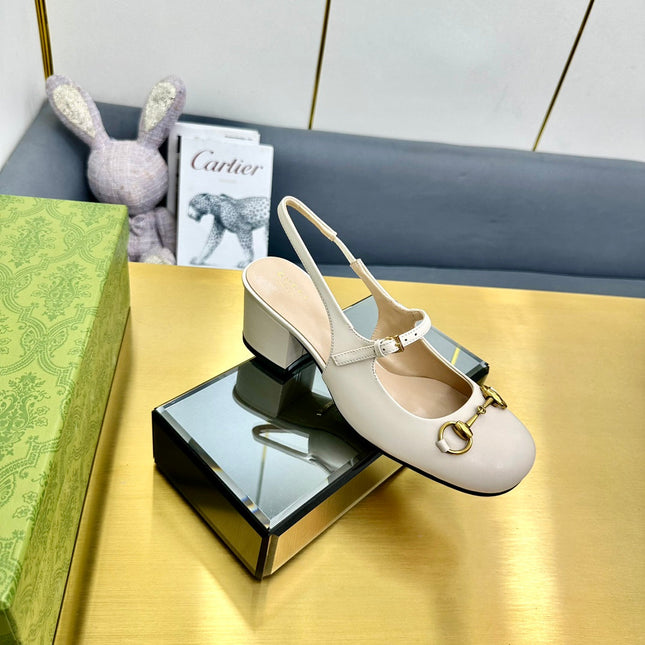 HORSEBIT PUMP IN WHITE SHEEPSKIN