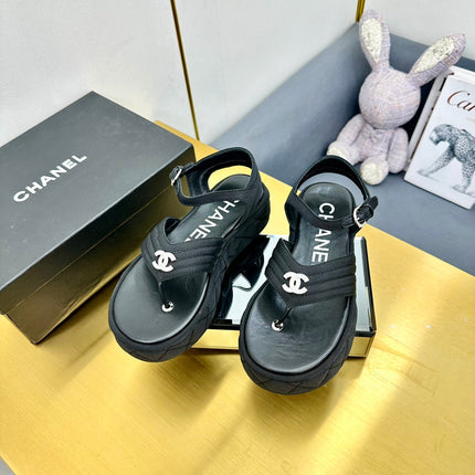 GROSGRAIN SANDAL IN BLACK FABRIC