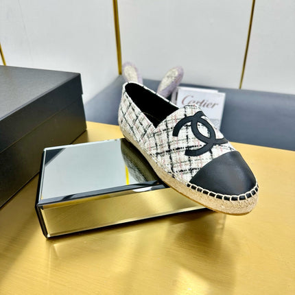 CC ESPADRILLES PLATFORM 25S MIX COLOR TWEED AND BLACK LAMBSKIN