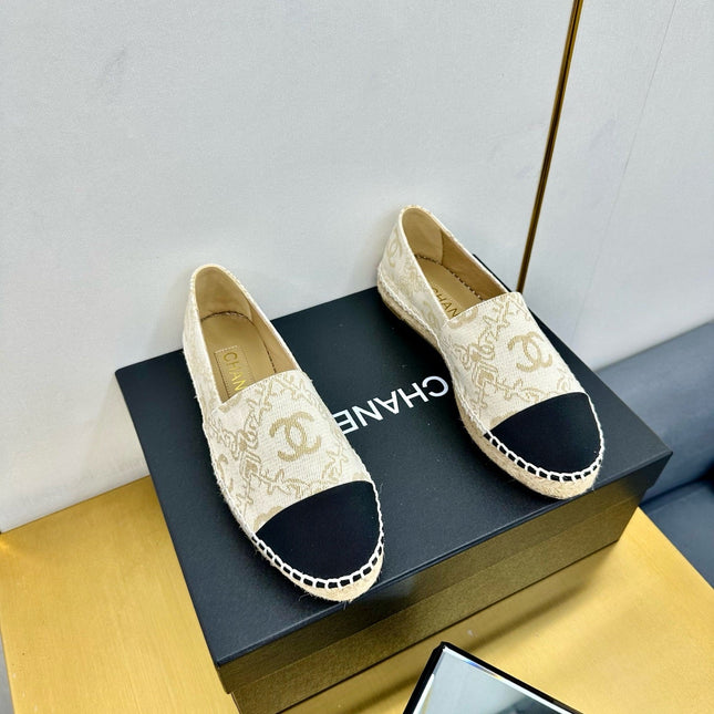 CC ESPADRILLES PLATFORM IN MOSSY BROWN MIX BLACK PATTERN FABRIC