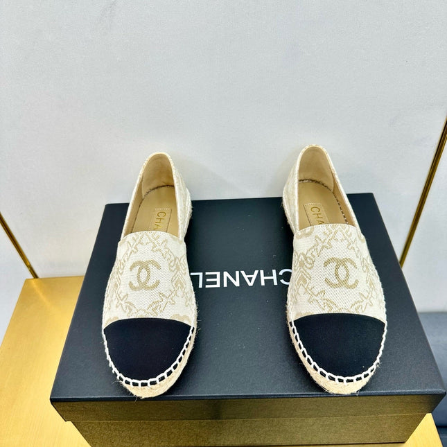 CC ESPADRILLES PLATFORM IN MOSSY BROWN MIX BLACK PATTERN FABRIC