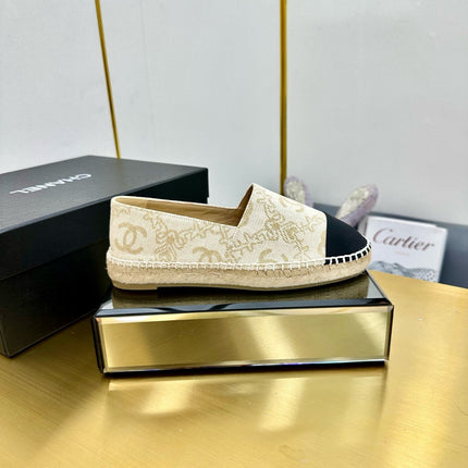 CC ESPADRILLES PLATFORM IN MOSSY BROWN MIX BLACK PATTERN FABRIC