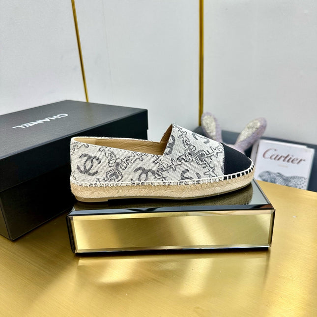 CC ESPADRILLES PLATFORM IN BLACK PATTERN FABRIC