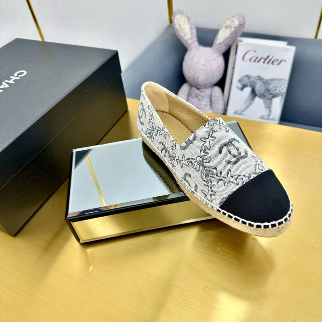 CC ESPADRILLES PLATFORM IN BLACK PATTERN FABRIC