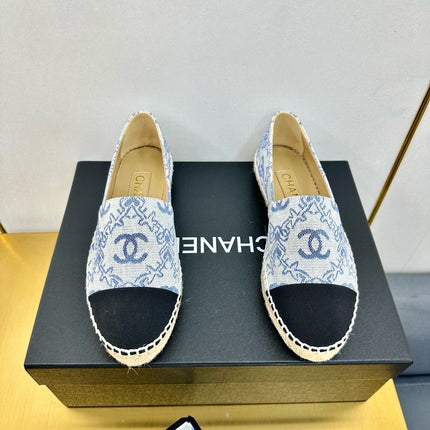 CC ESPADRILLES PLATFORM IN BLUE MIX BLACK FABRIC