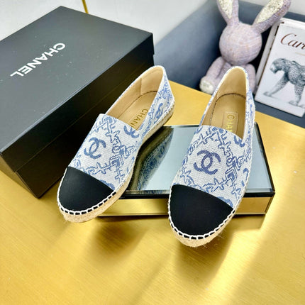 CC ESPADRILLES PLATFORM IN BLUE MIX BLACK FABRIC