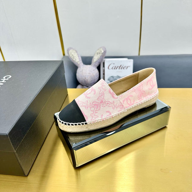CC ESPADRILLES PLATFORM IN LIGHT PINK MIX BLACK FABRIC