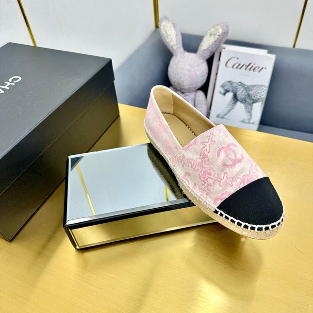 CC ESPADRILLES PLATFORM IN LIGHT PINK MIX BLACK FABRIC