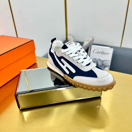 JET SNEAKER IN PALE GRAY SUEDE AND NAVY BLUE NAPPA LEATHER