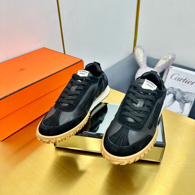 JET SNEAKER IN BLACK CALFSKIN AND SUEDE