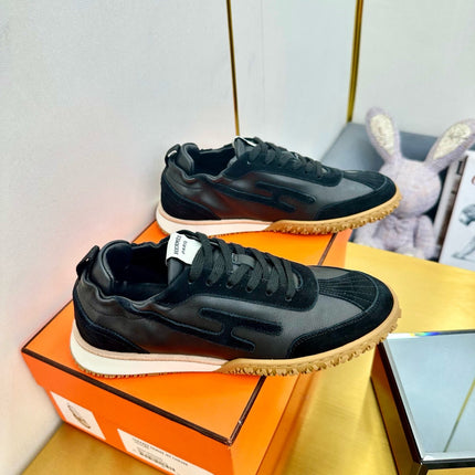 JET SNEAKER IN BLACK CALFSKIN AND SUEDE