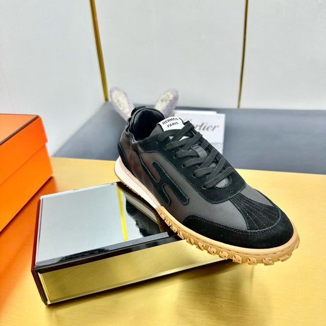 JET SNEAKER IN BLACK CALFSKIN AND SUEDE