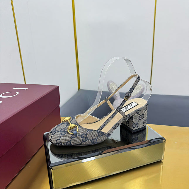 GG HIGH SLINGBACK 65 IN GREY LAMBSKIN WITH GOLD HARDWARE