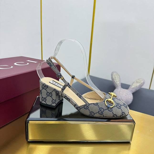 GG HIGH SLINGBACK 65 IN GREY LAMBSKIN WITH GOLD HARDWARE