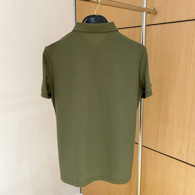 LV POLO SHIRT IN ARMY GREEN MESH BEADED COTTON FABRIC 238855
